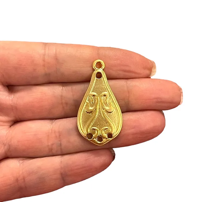Earrings Peppy Beads 24Kt Matte Gold Plated Drop Connector Charms Gold Drop Connector Charms 2 pcs in a pack