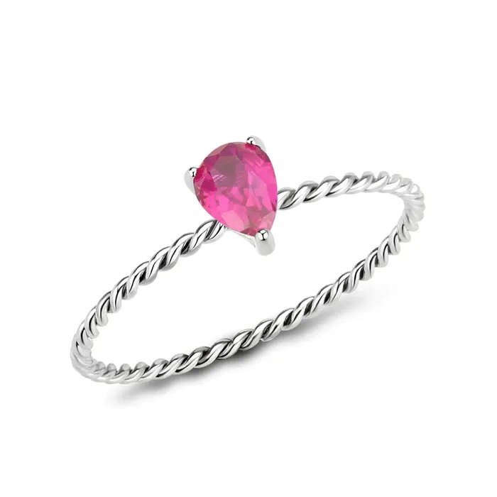 CJ3863 Wholesale Womens Stainless Steel AAA Grade CZ Ruby Minimal Ring Green Rings