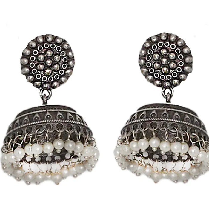 Earrings Teejh Teejh Zarna Silver Oxidised Jhumki Earrings Earrings Teejh Teejh Zarna Silver Oxidised Jhumki Earrings