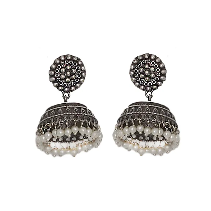 Earrings Teejh Teejh Zarna Silver Oxidised Jhumki Earrings Earrings Teejh Teejh Zarna Silver Oxidised Jhumki Earrings