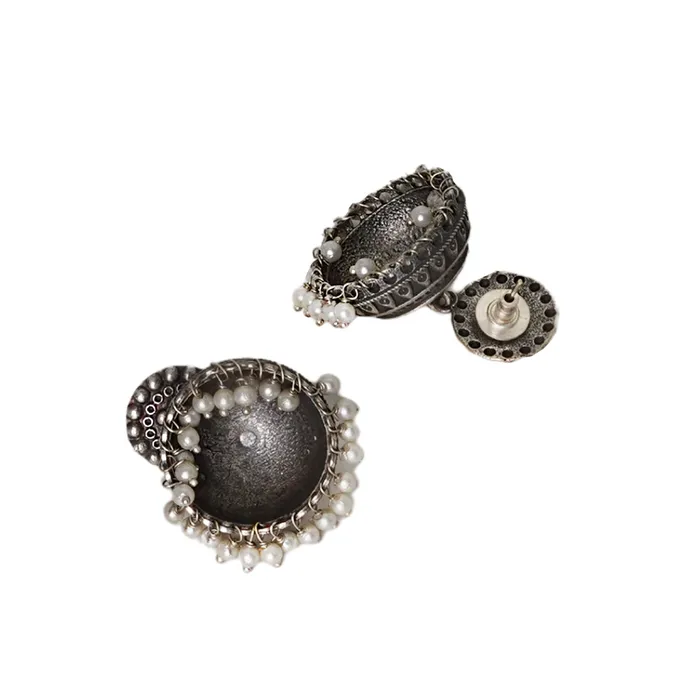 Earrings Teejh Teejh Zarna Silver Oxidised Jhumki Earrings Earrings Teejh Teejh Zarna Silver Oxidised Jhumki Earrings