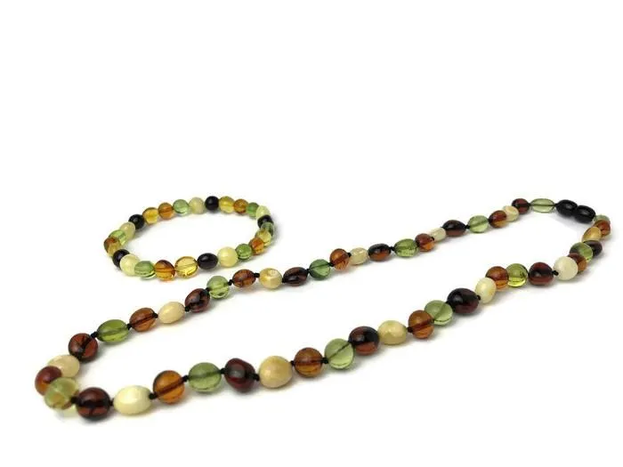 Necklaces CAR Polished Caribbean and Baltic Amber 18 inch Multi Color Necklace