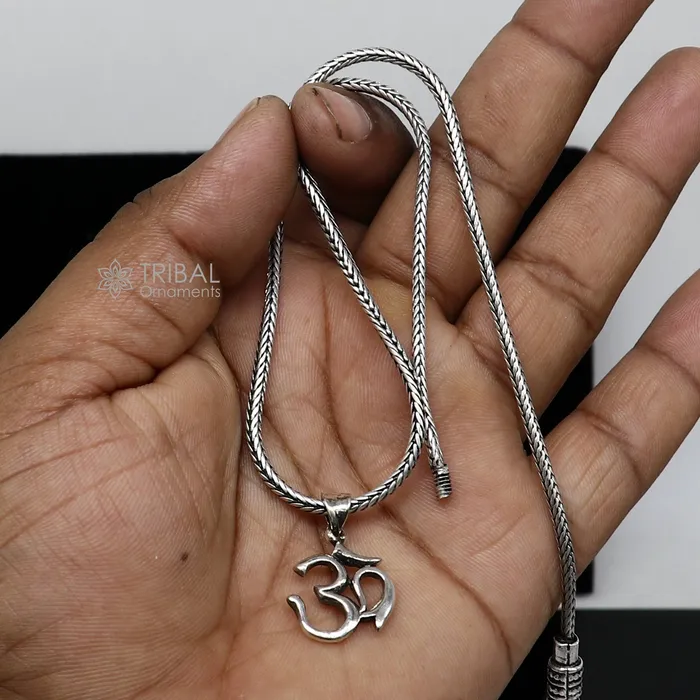 925 sterling silver unique design HINDU Vaidik Mantra Aum OR OM pendant wheat chain necklace locket best gifting jewelry Nsp717 TRIBAL ORNAMENTS Necklaces 925 sterling silver unique design HINDU Vaidik Mantra Aum OR OM pendant wheat chain necklace locket best gifting jewelry Nsp717 TRIBAL ORNAMENTS Necklaces