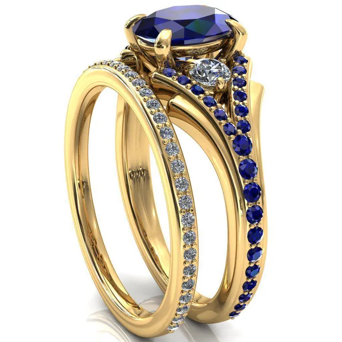 Arietis Oval Blue Sapphire Diamond Sides 34 Eternity Accent Blue Sapphire Ring Fire Brilliance Rings