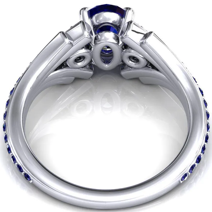 Arietis Oval Blue Sapphire Diamond Sides 34 Eternity Accent Blue Sapphire Ring Fire Brilliance Rings