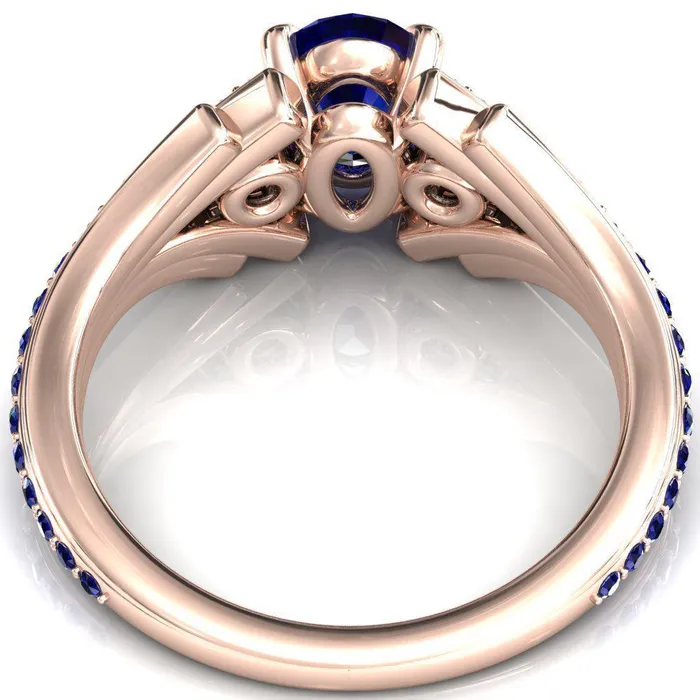 Arietis Oval Blue Sapphire Diamond Sides 34 Eternity Accent Blue Sapphire Ring Fire Brilliance Rings