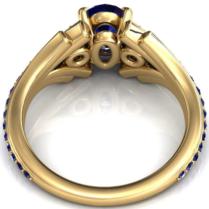 Arietis Oval Blue Sapphire Diamond Sides 34 Eternity Accent Blue Sapphire Ring Fire Brilliance Rings