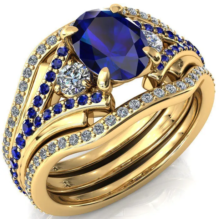 Arietis Oval Blue Sapphire Diamond Sides 34 Eternity Accent Blue Sapphire Ring Fire Brilliance Rings