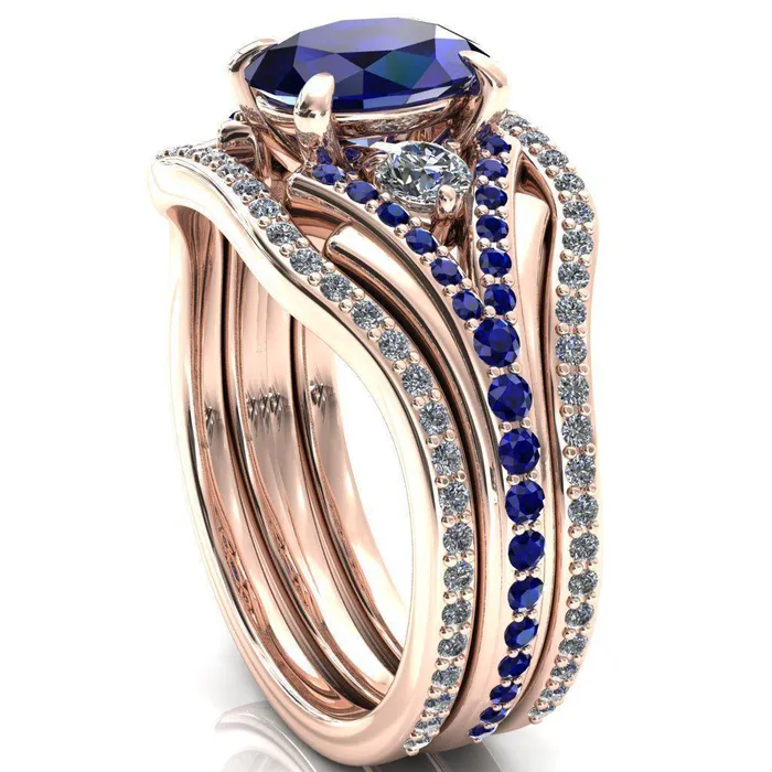 Arietis Oval Blue Sapphire Diamond Sides 34 Eternity Accent Blue Sapphire Ring Fire Brilliance Rings