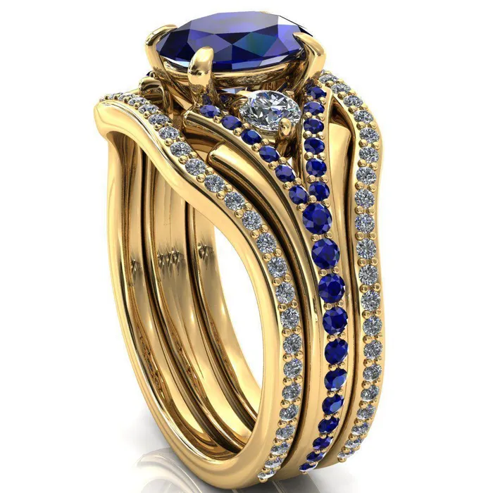 Arietis Oval Blue Sapphire Diamond Sides 34 Eternity Accent Blue Sapphire Ring Fire Brilliance Rings