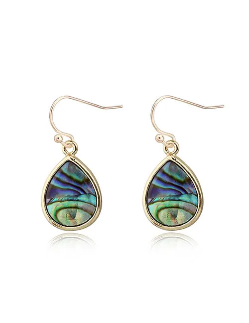 Earrings 02 E1456 Gold Teardrop Abalone Earrings