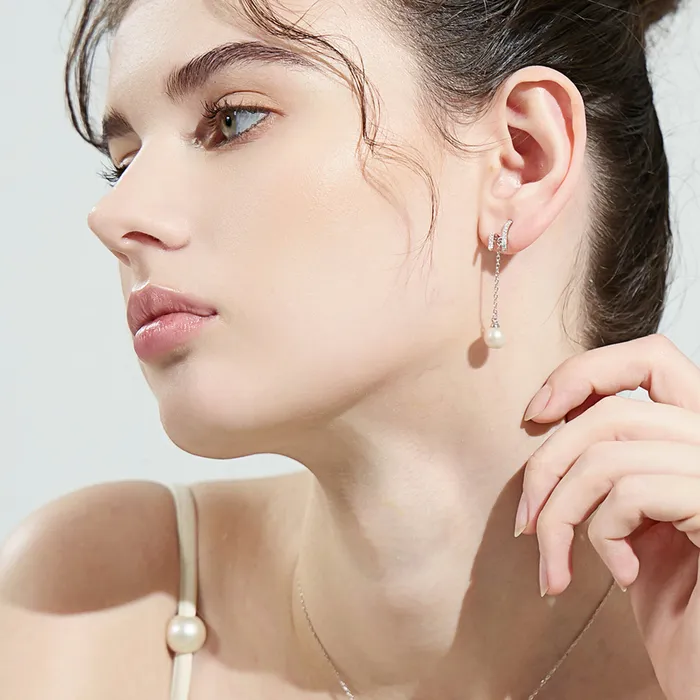 Elegant Freshwater Pearl Earrings WE00141 S Collection Pearly Lustre Earrings