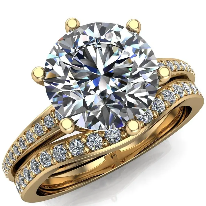 Fire Brilliance Rings Cailyn Round Center Stone Tall Peg Setting Diamond Shank Ring Fire Brilliance Rings Cailyn Round Center Stone Tall Peg Setting Diamond Shank Ring
