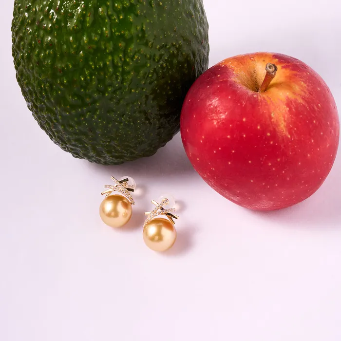 Pearly Lustre Earrings 18K Solid Gold South Sea Golden Pearl Earring KE00225