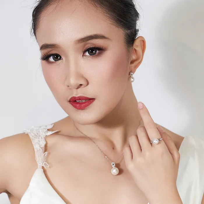 Rings 18K Diamond Australian White South Sea Pearl Ring KR00055 Pearly Lustre