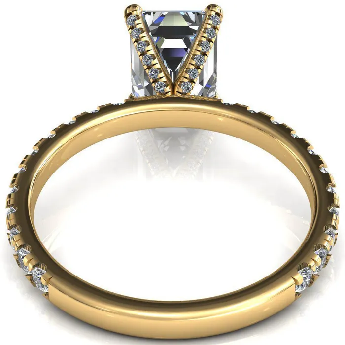Rings Alessi Emerald Moissanite 4 Claw Prong 34 Micro Pave Engagement Ring Fire Brilliance 