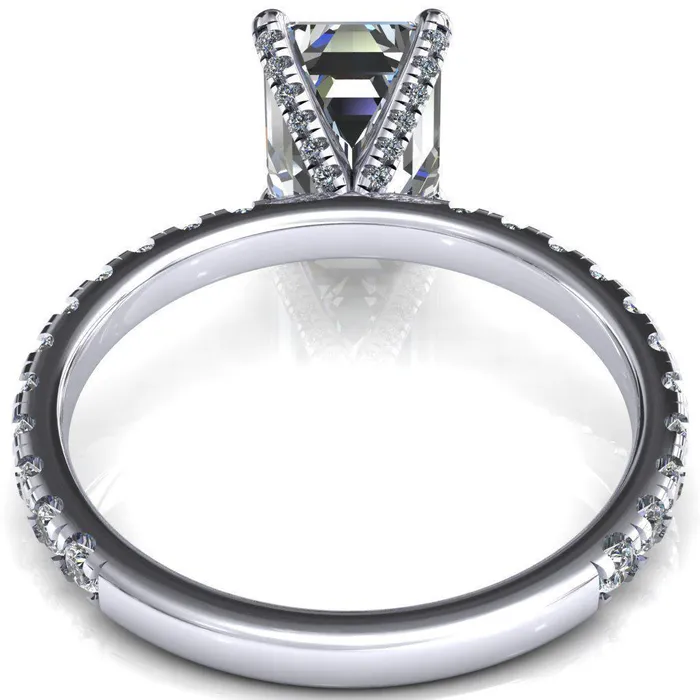 Rings Alessi Emerald Moissanite 4 Claw Prong 34 Micro Pave Engagement Ring Fire Brilliance 