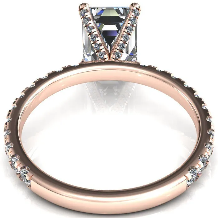 Rings Alessi Emerald Moissanite 4 Claw Prong 34 Micro Pave Engagement Ring Fire Brilliance 
