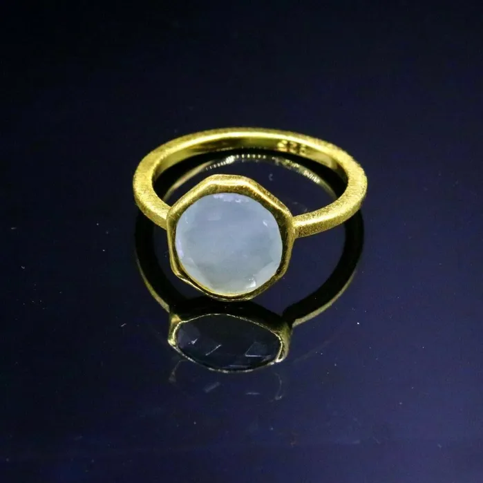 Rings TRIBAL ORNAMENTS 925 sterling silver aqua quartz gold polished ring band girls daily use sr193 Rings TRIBAL ORNAMENTS 925 sterling silver aqua quartz gold polished ring band girls daily use sr193