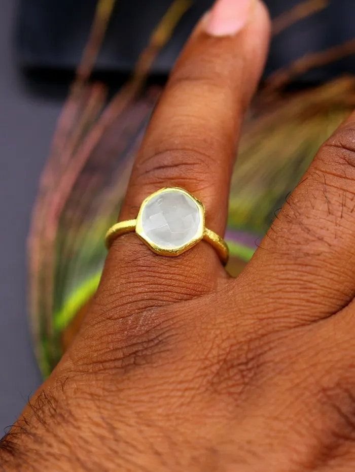 Rings TRIBAL ORNAMENTS 925 sterling silver aqua quartz gold polished ring band girls daily use sr193 Rings TRIBAL ORNAMENTS 925 sterling silver aqua quartz gold polished ring band girls daily use sr193