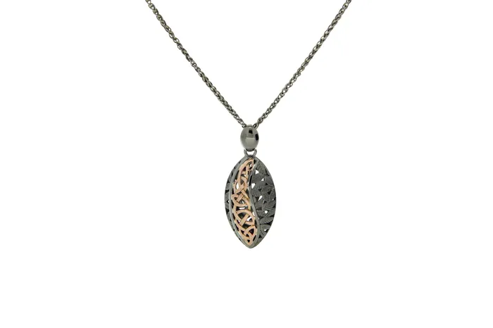 Ruthenium Rose Gold Eternity Leaf Pendant Keith Jack Necklaces