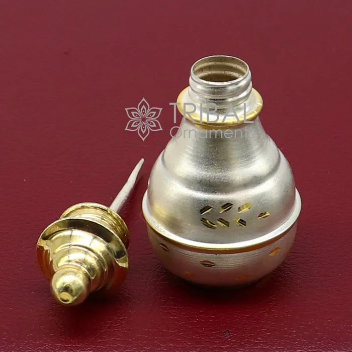 TRIBAL ORNAMENTS Rings 925 Sterling silver handmade gold tone trinket box Silver container box casket box Sindoor box enamel work customized gifting box stb768
