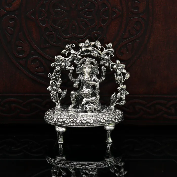 TRIBAL ORNAMENTS Rings 925 Sterling silver Lord Ganesh Idol Pooja Articles Indian Silver Idols handcrafted Lord Ganesh statue sculpture amazing gifting art su03