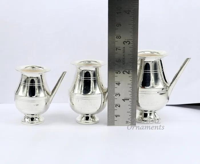 TribalOrnaments Rings 925 sterling silver handmade plain small karwa chauth Kalash unique silver puja article water or milk shiva Abhishek kalash pot india sv268