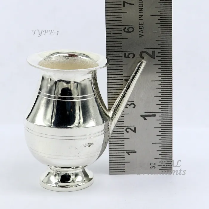 TribalOrnaments Rings 925 sterling silver handmade plain small karwa chauth Kalash unique silver puja article water or milk shiva Abhishek kalash pot india sv268
