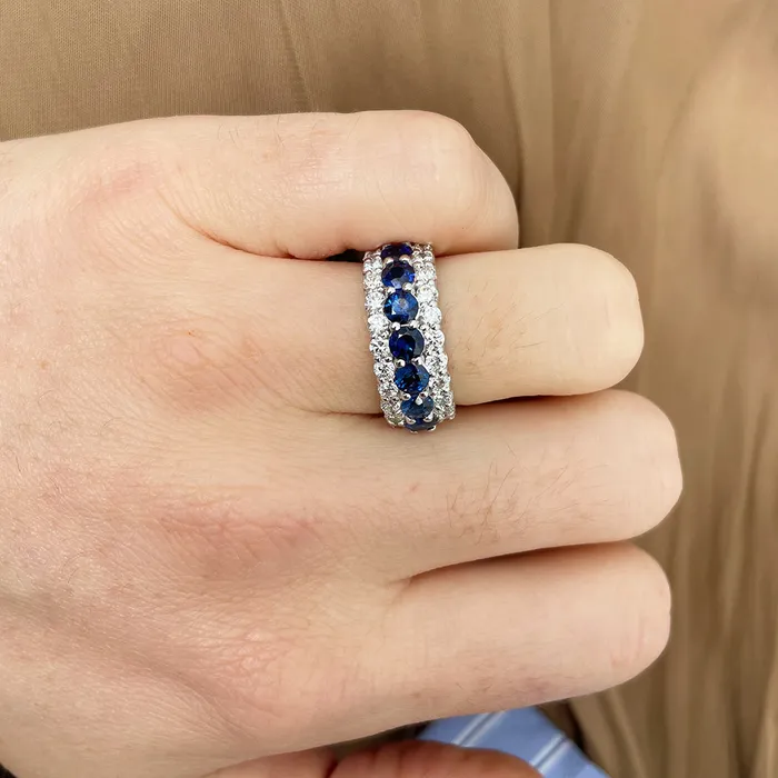 18ct Sapphire 11ct Diamond 14K White Gold Anniversary Ring Croghans Rings