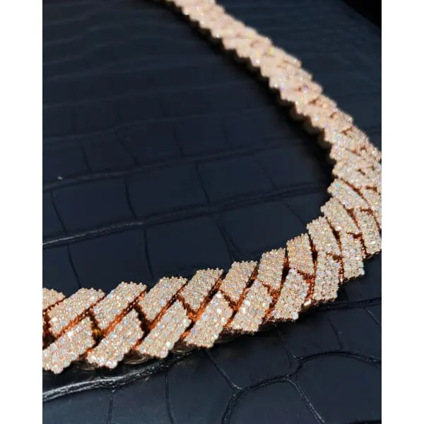 14kt Rose Gold Cuban Link Chain With 4110ct Diamonds Diamond Source NYC Necklaces