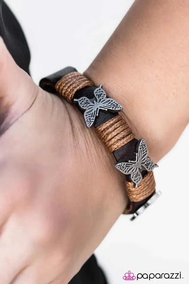 Bracelets Paparazzi Jewelry Paparazzi Bracelet Butterfly Ballad Brown