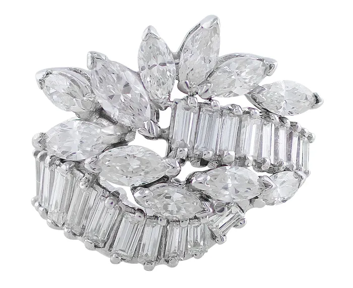 CJ Charles Jewelers Rings Platinum Baguette and Marquise Diamond Ring