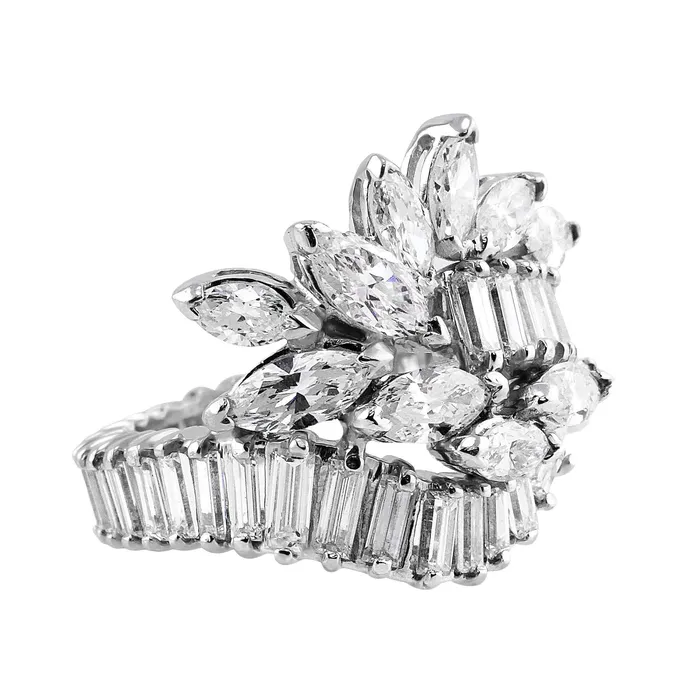 CJ Charles Jewelers Rings Platinum Baguette and Marquise Diamond Ring CJ Charles Jewelers Rings Platinum Baguette and Marquise Diamond Ring