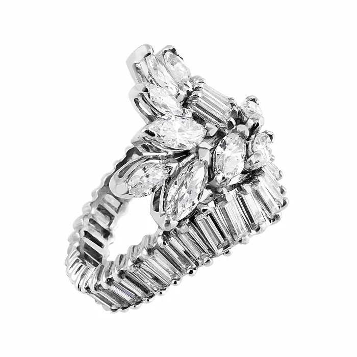 CJ Charles Jewelers Rings Platinum Baguette and Marquise Diamond Ring CJ Charles Jewelers Rings Platinum Baguette and Marquise Diamond Ring