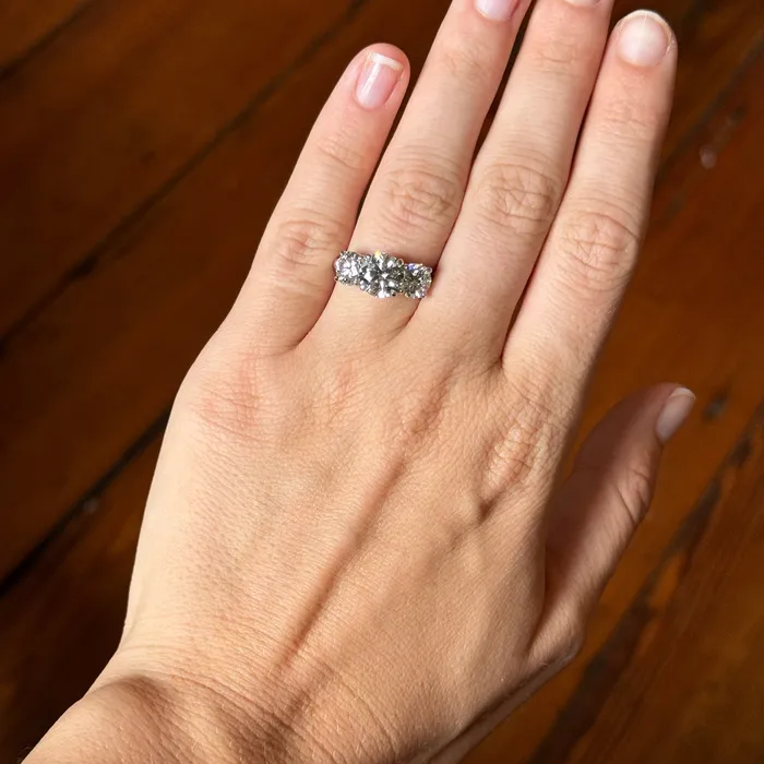 Croghans Rings 4ctw Round Brilliant Diamond ThreeStone Platinum Engagement Ring