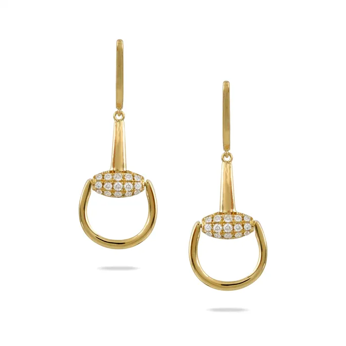 Doves Doves 18K Yellow Gold Diamond Stirrup Dangle Earrings Earrings