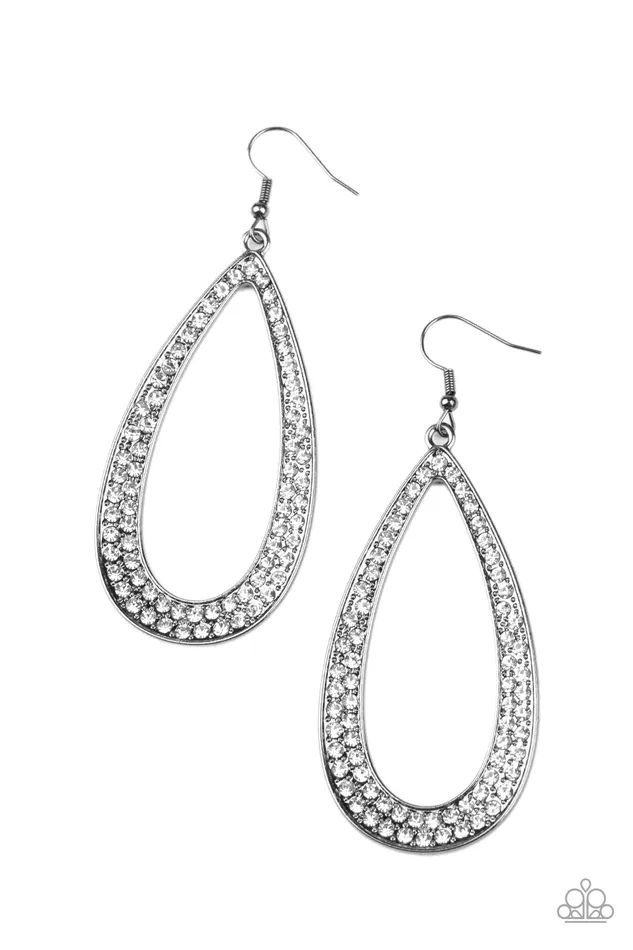 Earrings Paparazzi Earring Diamond Distraction Black Paparazzi Jewelry