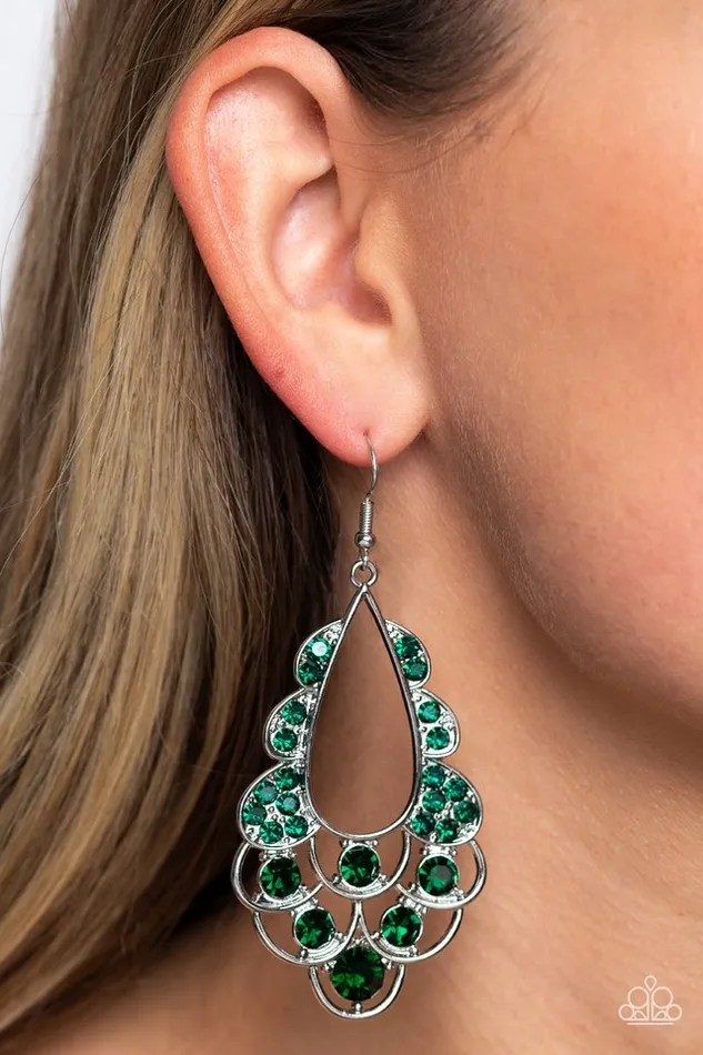 Earrings Paparazzi Earring Majestic Masquerade Green Paparazzi Jewelry
