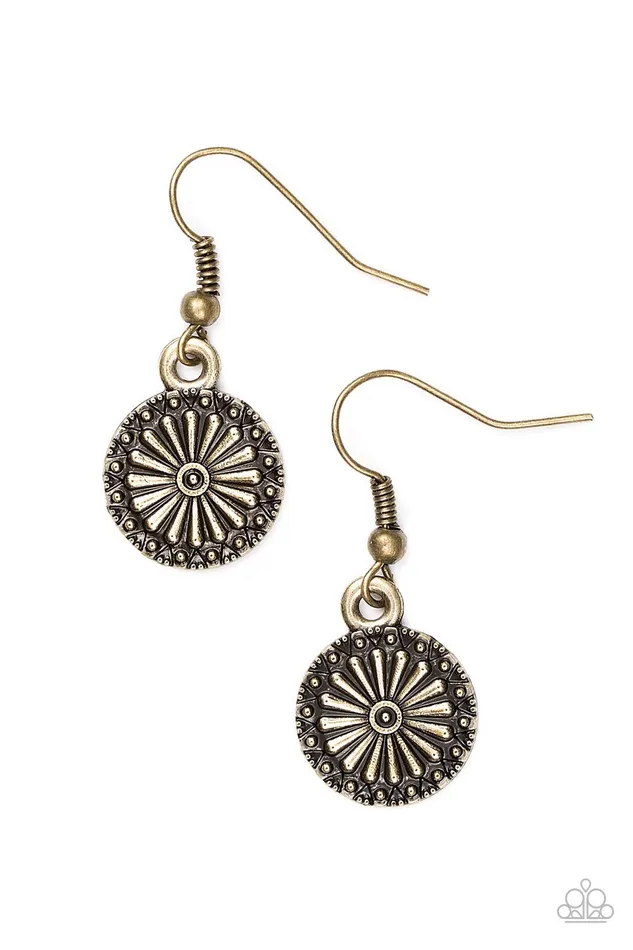 Earrings Paparazzi Jewelry Paparazzi Earring Sunflower Summers Brass