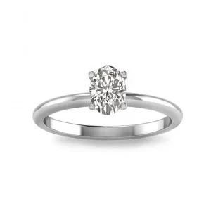 Engagement Collections Rings 14K White Gold Solitaire Ring for Oval Cut Diamond Engagement Collections Rings 14K White Gold Solitaire Ring for Oval Cut Diamond