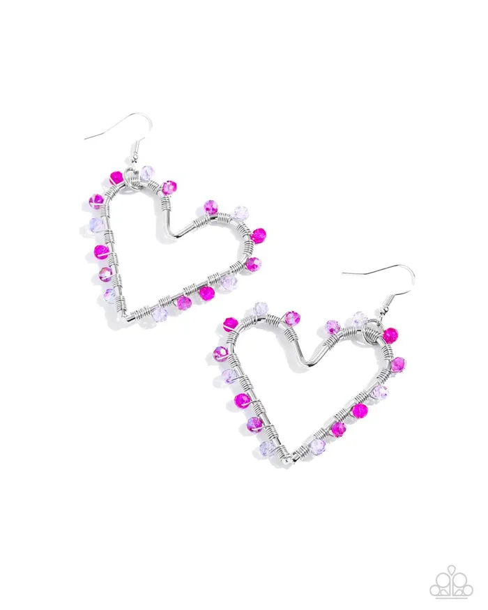 Paparazzi Earring HEART of Your World Pink Paparazzi Jewelry Earrings Paparazzi Earring HEART of Your World Pink Paparazzi Jewelry Earrings