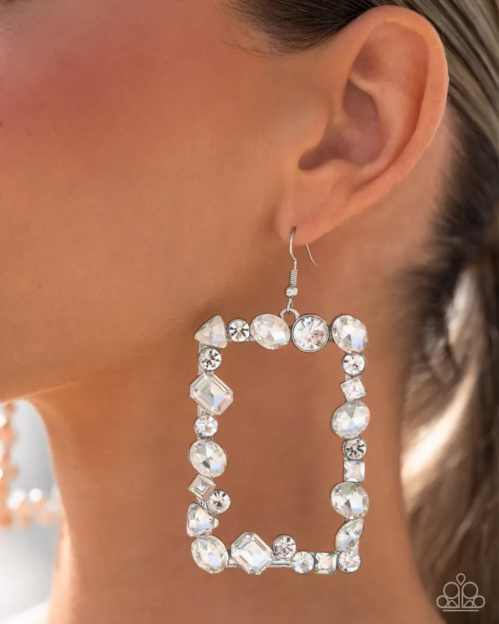 Paparazzi Earring Wishful Wardrobe White Paparazzi Jewelry Earrings