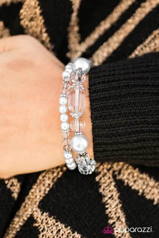 Paparazzi Jewelry Bracelets Paparazzi Bracelet Glass Crowns Silver