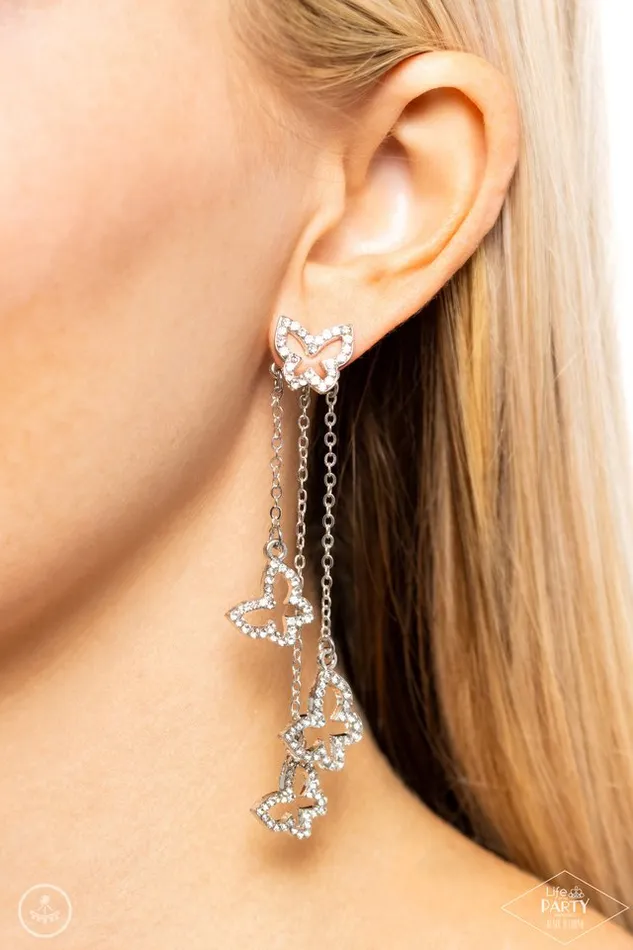 Paparazzi Jewelry Earrings Paparazzi Earring Boisterous Butterfly White