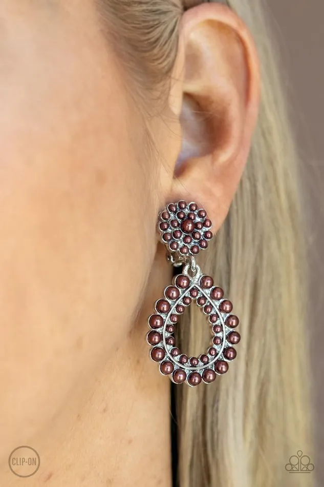 Paparazzi Jewelry Earrings Paparazzi Earring Discerning Droplets Brown
