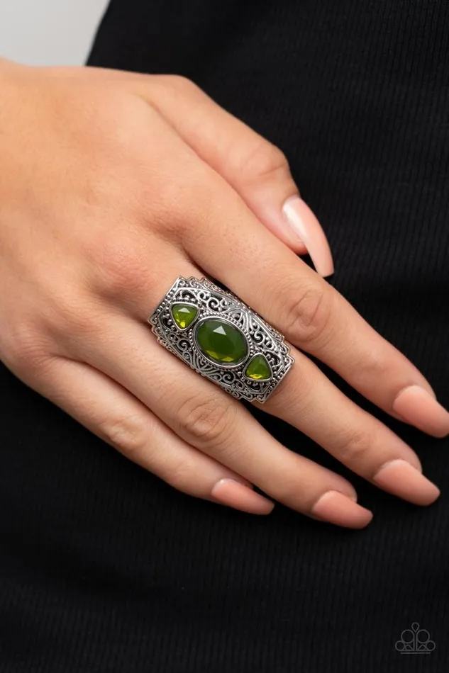 Paparazzi Ring Castle Terrace Green Paparazzi Jewelry Rings