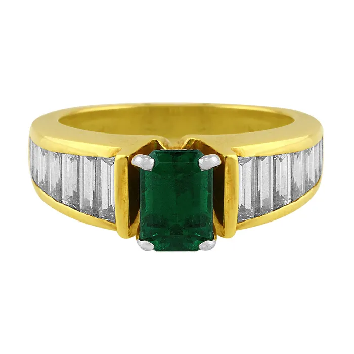 Rings CJ Charles Jewelers Estate Emerald Channel Set Diamond Ring
