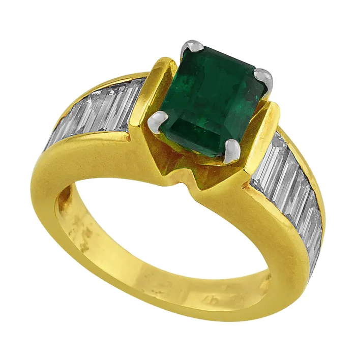 Rings CJ Charles Jewelers Estate Emerald Channel Set Diamond Ring Rings CJ Charles Jewelers Estate Emerald Channel Set Diamond Ring