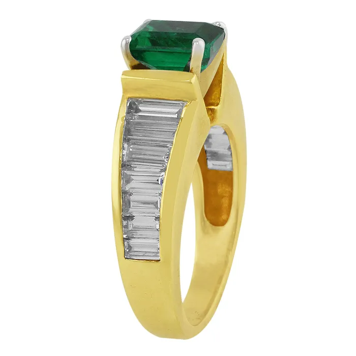 Rings CJ Charles Jewelers Estate Emerald Channel Set Diamond Ring Rings CJ Charles Jewelers Estate Emerald Channel Set Diamond Ring